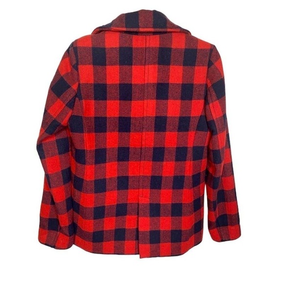 J Crew Women's Collared Double Breast Long Sleeves Lined Coat Red Check Size 4 - Picture 2 of 4